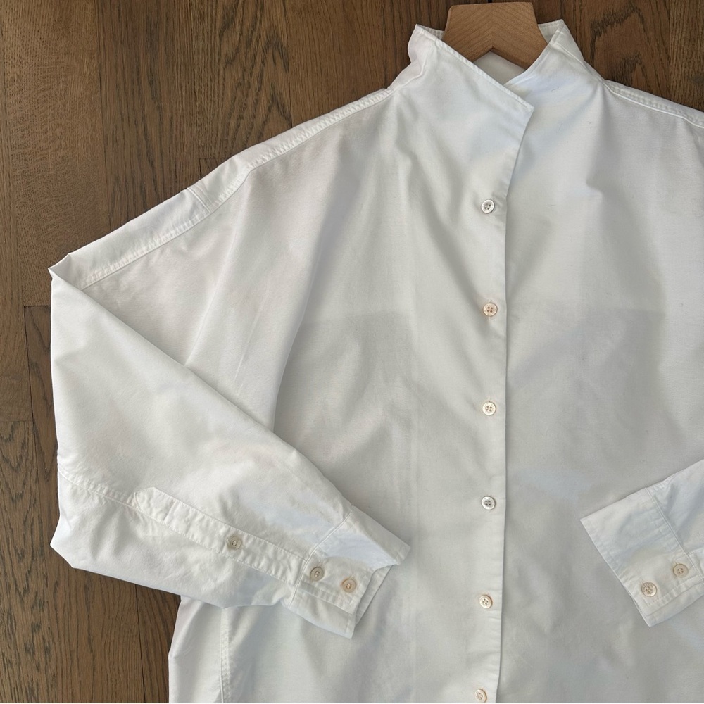 AYR The Tate Oxford Cloth Collared Long Sleeve Shirt in White Size Large - Picture 4 of 10